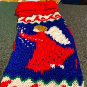 Stocking with Angel crochet Stocking red and blue and green new long stocking